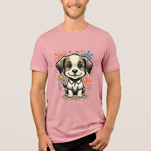 Mooie puppy spettergravure vectorontwerp_1 Tri-Blend shirt (Voorkant)