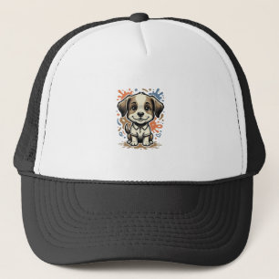 Mooie puppy spettergravure vectorontwerp_1 trucker pet