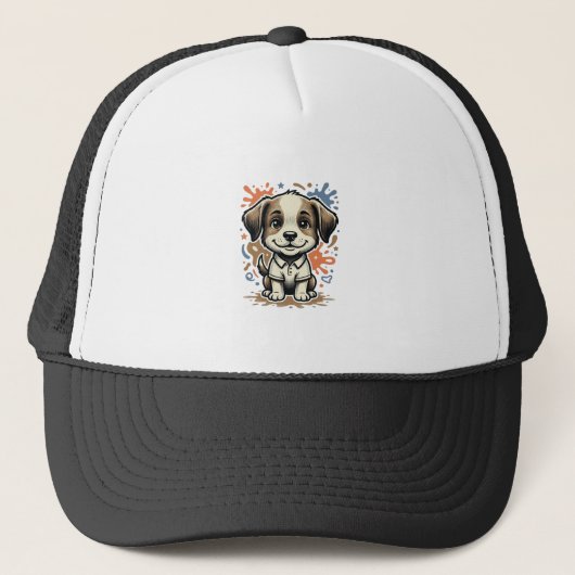 Mooie puppy spettergravure vectorontwerp_1 trucker pet (Voorkant)