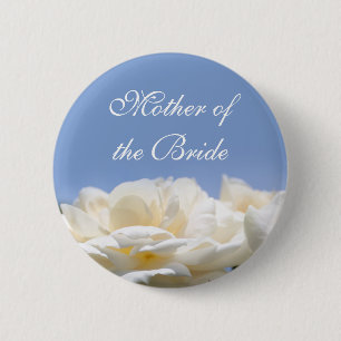 Mooie pure witte roos bloem knoop voor bruiloften. ronde button 5,7 cm