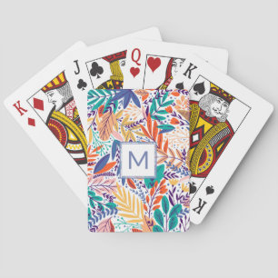 Mooie Purperen Maagdenpalm Monogram Lentebloemen Pokerkaarten
