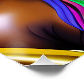 Mooie Queen Rainbow Schattige Haar Zwart Melanine  Perfect Poster (Hoek)