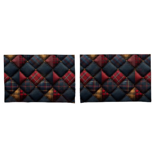 Mooie Quilt Rood Marinegeel Patroon Kussensloop (Voorkant-Set)