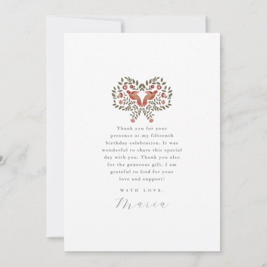 Mooie Quinceanera Fiesta Dank u Foto Kaart (Achterkant)