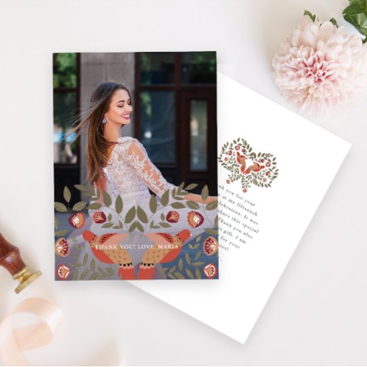 Mooie Quinceanera Fiesta Dank u Foto Kaart