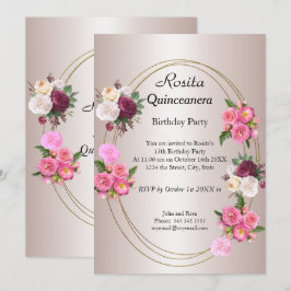 Mooie Quinceanera Light Pink verjaardagsfeestje Kaart