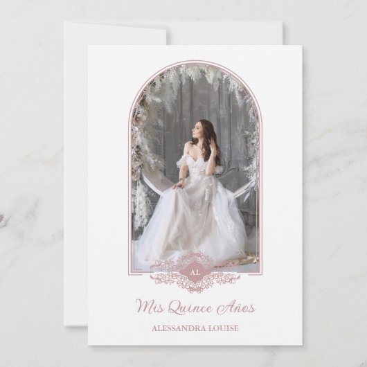 Mooie Quinceañera Spaanse Stilysh roze boog Kaart (Voorkant)