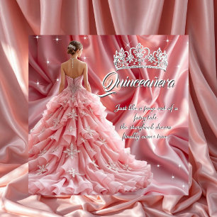 Mooie Quinceanera Verjaardagsfeest Roze Tiara Kaart