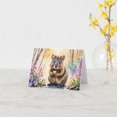 Mooie Quokka Bloem Hart Waterverf Lege Wenskaart Kaart (Gele Bloem)