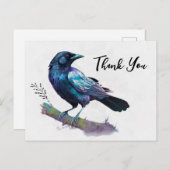 Mooie raaf op een tak Bedankt Briefkaart (Voorkant / Achterkant)