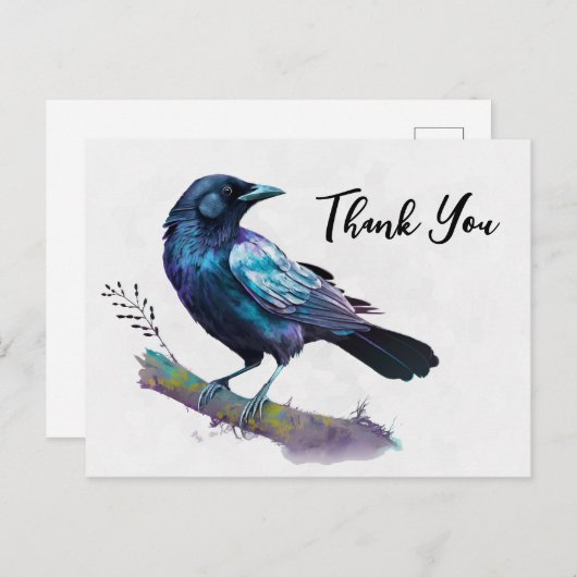 Mooie raaf op een tak Bedankt Briefkaart (Voorkant / Achterkant)
