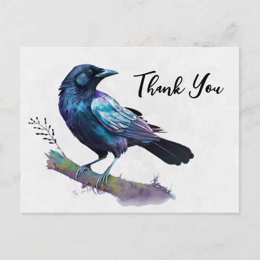 Mooie raaf op een tak Bedankt Briefkaart (Voorkant)