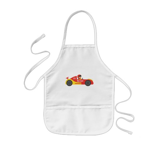 Mooie raceauto voor jongens kinder schort (Voorkant)
