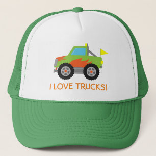 Mooie racegroene monstertruck voor jongens trucker pet