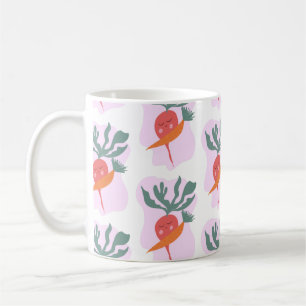 Mooie Radijs en Wortel Cartoon Patroon   Koffiemok