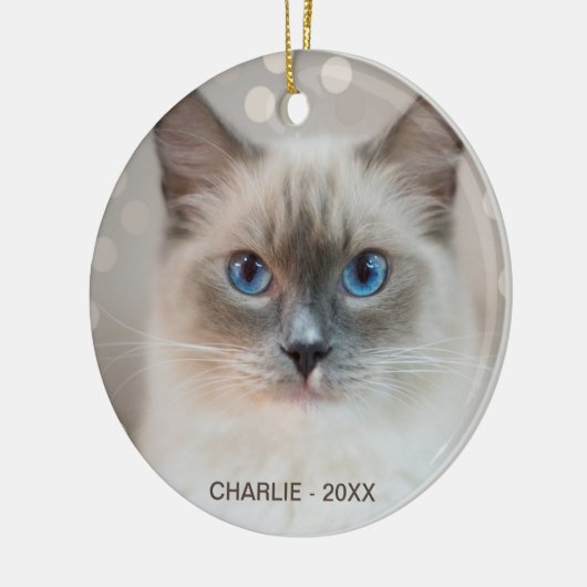 Mooie Ragdoll Kat & Bewerkbare Naam Keramisch Ornament (Links)