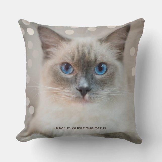 Mooie Ragdoll Kat & Bewerkbare Tekst Kussen (Voorkant)