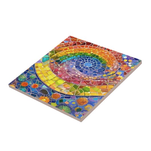 Mooie Rainbow Abstracte Faux Mozaïek kunst Tegeltje (Zijkant)