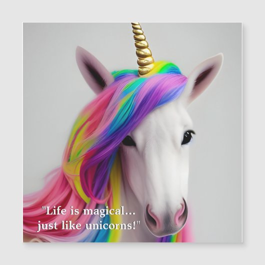 Mooie Rainbow Hair Unicorn Quote Magnetic Card (Voorkant)
