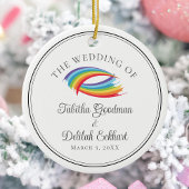 Mooie Rainbow Waves Bruiloft Keepsake Kerstmis Keramisch Ornament