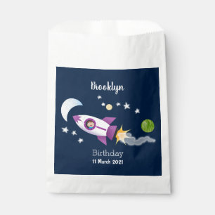 Mooie raket in ruimte cartoon illustratie bedankzakje