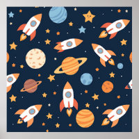 Mooie Raketten Planeten Ruimte Patroon