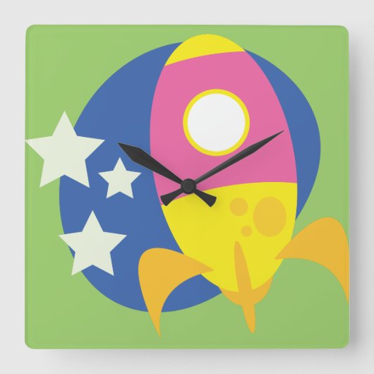 Mooie raketten vierkante klok (Voorkant)