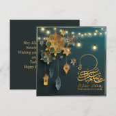 Mooie Ramadan Mubarak Golden & Blue Typography Feestdagenkaart (Voorkant / Achterkant)