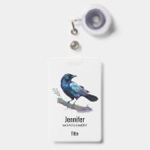 Mooie Raven op een boomtak Badge (Voorzijde met uittrekbare clip)