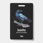 Mooie Raven op een boomtak Badge (Achterkant)