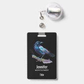 Mooie Raven op een boomtak Badge (Achterkant met uittrekbare clip)