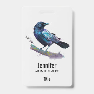 Mooie Raven op een boomtak Badge