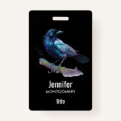 Mooie Raven op een boomtak Badge (Achterkant)