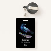 Mooie Raven op een boomtak Badge (Achterkant met intrekbare)