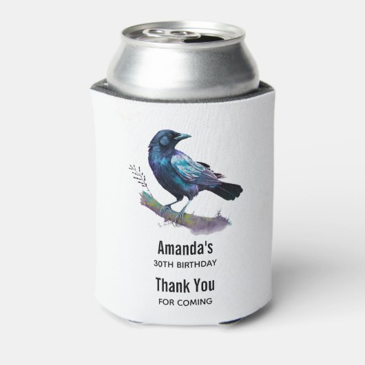 Mooie Raven op een boomtak Blikjeskoeler (Blikje Achterkant)