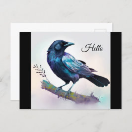 Mooie Raven op een boomtak Briefkaart