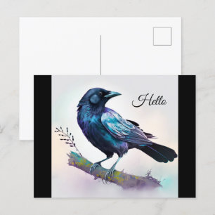 Mooie Raven op een boomtak Briefkaart
