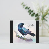 Mooie Raven op een boomtak Briefkaart (Staand voorkant)