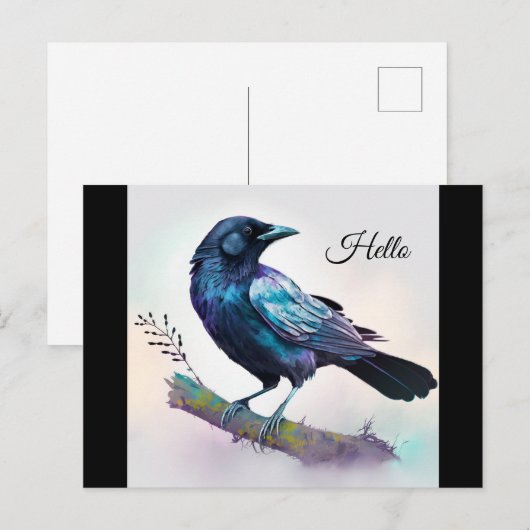 Mooie Raven op een boomtak Briefkaart (Voorkant / Achterkant)