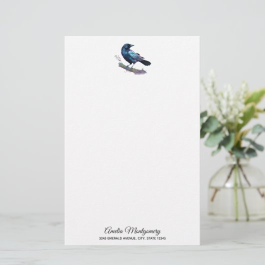 Mooie Raven op een boomtak Briefpapier (Staand voorkant)