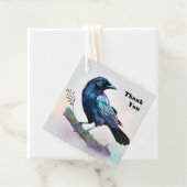 Mooie Raven op een boomtak Dank u Bedankjes Labels (In situ)