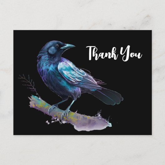 Mooie Raven op een boomtak Dank u Briefkaart (Voorkant)