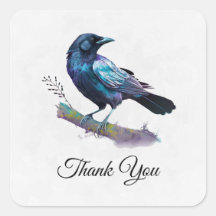 Mooie Raven op een boomtak Dank u