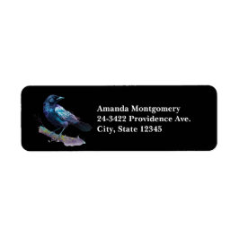 Mooie Raven op een boomtak Etiket