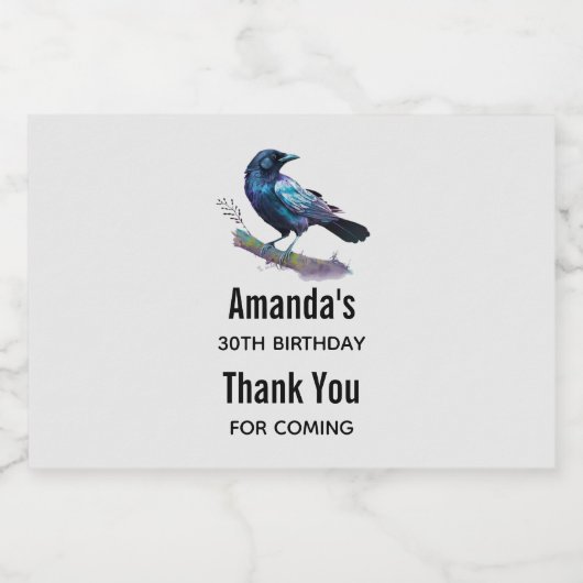 Mooie Raven op een boomtak - Event Dank U Sparkling Wijnetiket (Enkel label)