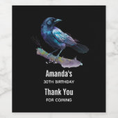 Mooie Raven op een boomtak - Event Dank U Wijn Etiket (Enkel label)