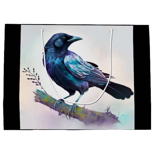 Mooie Raven op een boomtak Groot Cadeauzakje (Achterkant)