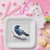Mooie Raven op een boomtak Papieren Bordje (Feest)