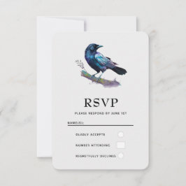 Mooie Raven op een boomtak RSVP Kaartje