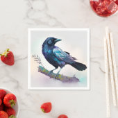 Mooie Raven op een boomtak Servet (Insitu)